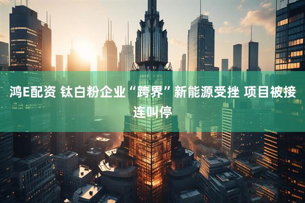 鸿E配资 钛白粉企业“跨界”新能源受挫 项目被接连叫停
