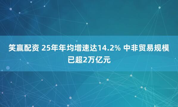 笑赢配资 25年年均增速达14.2% 中非贸易规模已超2万亿元